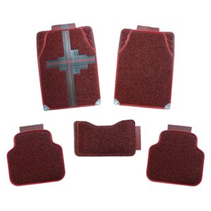 Universal PVC Coil Carpet Floor Mat with Strip Black&Red